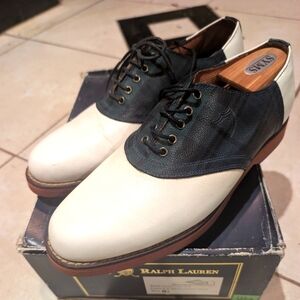 Ralph Lauren Men's Two-Tone Leather Gulf Shoes - White and Green & Black